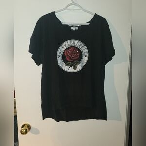 My Style Black  Sequin Rose " Heart Breaker Short Sleeve Top Size 2X